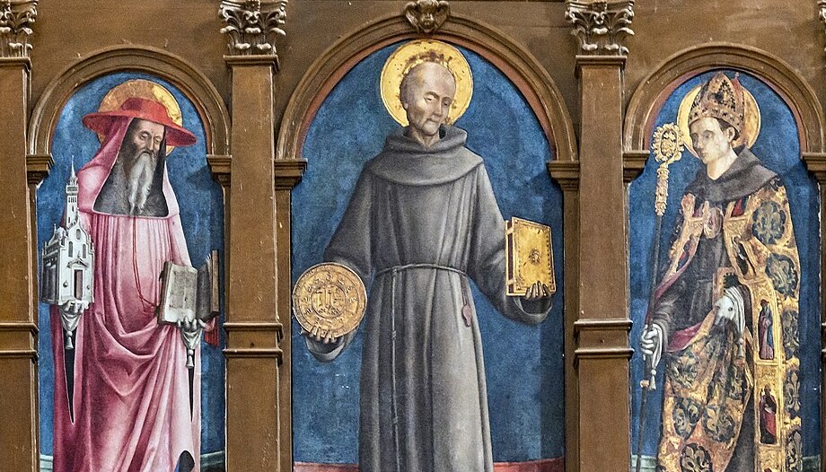 Saints Jérôme, Bernardin de Sienne et Louis de Toulouse.