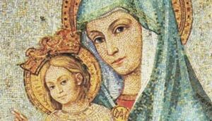 Mozaika przedstawiająca Maryję, Matkę Kościoła, na Placu Świętego Piotra.