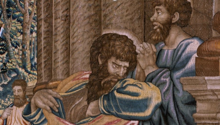 Flämischer Wandteppich mit dem Heiligen Paulus und dem Heiligen Barnabas.