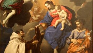La Madonna del Carmine consegna lo scapolare a San Simone Stock.