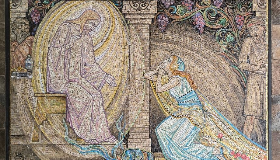 Mosaico de Jesús y Maria Magdalena.