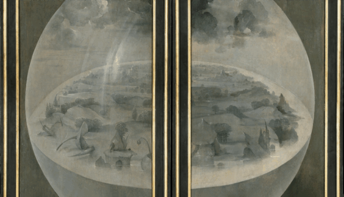 The visible Creation. Grisaille from "The Garden of Earthly Delights." Hieronymus Bosch