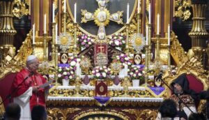 Pope Leo greets the Armenian archbishop on November 30, 2025.