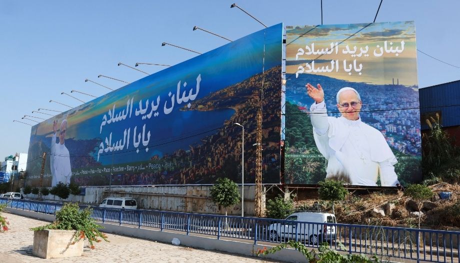 Poster for the Pope's trip to Lebanon.