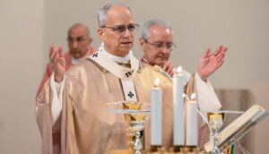 Pope Leo XIV. Mass in a Roman parish in March 2026.