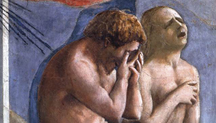 La Humanidad caída. Masaccio, "La Expulsión del Jardín del Edén"