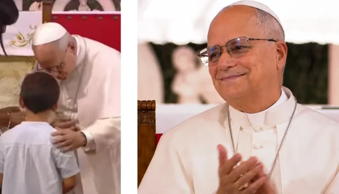 León XIV se emociona con Renzo, el niño que le preguntó por el dolor y el perdón