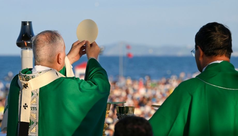 Pope Leo XIV celebrates Mass in Rimini.