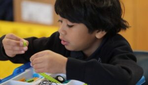 Children in classrooms in California.